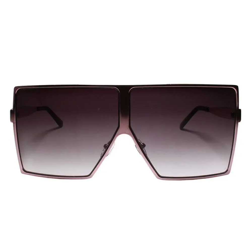 Contemporary Glam XXL Oversized Metal Square Pink Sunglasses Women